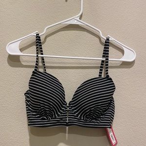 Black and White Striped Pushup Bikini Top